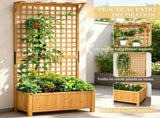 Yellow 2-Pack Wood Trellis Planter Raised Garden Bed for Climbing Vines, Backyard Privacy Screen 19332625