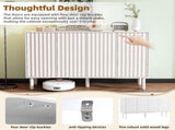 ON-TREND Minimalist Shoe Cabinet with 5 Solid Wood Legs, Cream Style Sideboard Buffet Cabinet with N721P205785K