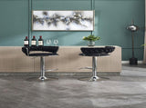 Set of 2 Bar Stools,with Chrome Footrest and Base Swivel Height Adjustable Mechanical Lifting Velvet 06163540