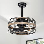 ZUN 18'' Farmhouse Ceiling Fans Light - Caged Ceiling Fan with Remote Control , W1592109393