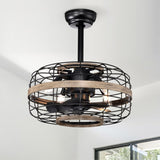 ZUN 18'' Farmhouse Ceiling Fans Light - Caged Ceiling Fan with Remote Control , W1592109393