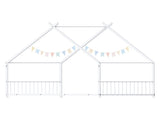 White Flat Bed House Shape with Side Guardrails Twin Children's Iron Bed 70816319