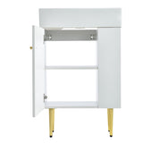 21.6" white Bathroom vanity, Combo Cabinet, Bathroom Storage Cabinet, Single Ceramic Sink, Right 79483389