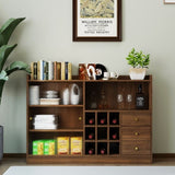 Sideboard with 2 Sliding Striped Glass Doors, Freestanding Countertop Storage Cabinet for Bottles, W331P286248