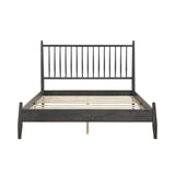 Mid-Century Modern Design Full Platform Bed 1pc Gray Finish Wooden Bedroom Furniture Vertical Slats B011P211339