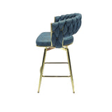 26" Bar Chair Suede Woven Bar Stool Set of 2,Golden legs Barstools No Adjustable Kitchen Island W2189132047