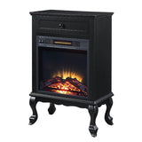 ZUN Black 1-Drawer Fireplace with Queen Ann Leg B062P189190