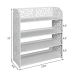 ZUN Wood-plastic Board Four Tiers Carved Shoe Rack White B 31111273