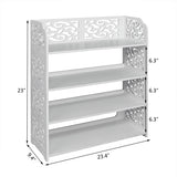 ZUN Wood-plastic Board Four Tiers Carved Shoe Rack White B 31111273