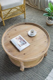 D29.7" x 16.5"Round 2-Tiered Side Tabel, Natural End Tabel for Lving Room Bedroom Entryway, Brown W2078P155914