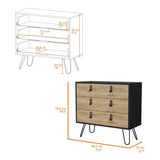 ZUN Black and Macadamia 3-Drawer Dresser B062P175199