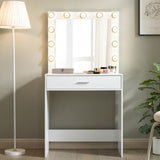 ZUN Vanity Desk with Mirror and Lights, Dressing Table with Large Drawer, 1 Level Storage Dresser & 3 84566565