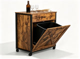 Trash Can Cabinet with 1 Drawer and 1 Door, Made of MDF with a Melamine Finish 22.4*13.8*35.4in 94300581