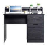 ZUN FCH 110*50*95cm Particleboard Paste Triamine Desktop Storage Layer Three Drawers Computer Desk Black 13565544