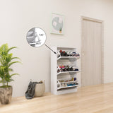 Narrow Shoe Storage Cabinet with Mirror, Wood Slim Shoe Rack 3 Tier Shoe Organizer for Home and W132081779