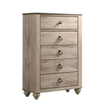 ZUN Imerland Contemporary Patched Wood Top 5-drawer Chest, White Wash Finish T2574P198406