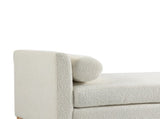 54.3"W Elegant Upholstered Bench, Ottoman with Wood Legs & 2 Bolster Pillows for End of Bed, W3188P410646