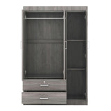 ZUN 3-Door Mirror Wardrobe with shelves, Gray 65649501