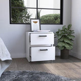Nightstand 18"H , 2 Drawers with Metal Handles, White B097132931