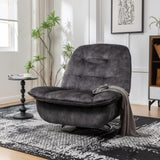Black recliner, reclining lazy chair, mobile phone holder, large and comfortable reading chair, W1170P183227