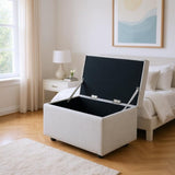 Light Gray Linen-Textured Storage Ottoman with Rubber Feet 634343cm Bench for Entryway, Bedroom 14436871