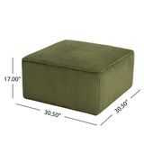 ISABELLA Square Ottoman, Olive Green, Corduroy N757P180768V