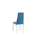 ZUN Light blue modern simple style dining chair leather chrome metal pipe diamond grid pattern W29964250