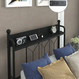 Twin Bed Frames , Headboard and Charging Station & LED Light for Bedroom, Solid and Stable, Noise W2129P314785