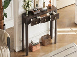 TREXM Rustic Console Table with Curved Corners for Safety, Entryway Table with 3 Concealed Drawers, N715P361525P