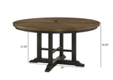 ZUN Traditional Farmhouse 1pc Dining Round Table Two-Tone Finish Gray Brown Finish Beautiful Carved Legs B011P190698