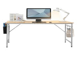 Oak-colored SG001FD P2 particleboard iron pipe 160cm cut-out computer desk with non-woven fabric 43148674