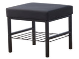 Vanity Footstool Ottoman 13" x 13" x 16", Soft Padded Seat with Faux Leather Cover, Modern Metal 83439500
