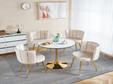 Modern OFF WHITE dining chair with iron tube golden color legs, velvet and comfortable W234P256809
