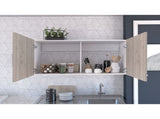 White and Light Grey 2-Door 2-Compartment Wall Cabinet B06280398