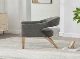 Modern Upholstered PU Open Back Accent Armchair Barrel Dining Chair with Weathered Rubberwood Legs, W3118P307511