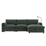 96.5'' Chenille Sectional Sofa with Storage Ottoman and Pockets,Adjustable Phone Holder,Wide,4 62355907