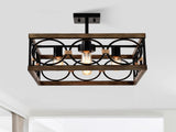 4-Light Square Kitchen Island Lights Ceiling Light Farmhouse Dining Room Light Fixture, Wood and W3596P469831