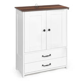 Dog feeding station, double door locker with 2 adjustable dog bowls, 3 hooks on right side, white W1687P270768