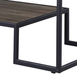 ZUN Rustic Oak and Black Coffee Table with Shelf B062P181419