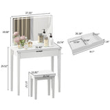 ZUN Vanity Desk Set With Mirror For Makeup, Makeup Table With 1 Drawer Storage Cosmetics, Vanity W760P206124