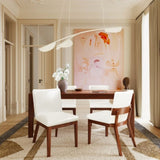 Modern Walnut-Finish Wood & White Glossy PU Leather Upholstered Dining Chairs Set of 2 N842P299016H