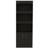 ZUN Simma Bookcase, Metal Hardware, Three Shelves, Double Door Cabinet -Black B20091981