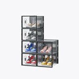 6-Piece Medium Black Plastic Mesh Shoe Box Set - 33x23x14cm, Modular Design for Home Storage 80828150