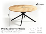 42" Round Dining Table for 4 Persons, Melamine MDF Tabletop & Black Metal Cross Legs, Natural Wood 74770377