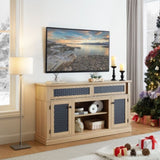 Embossed Pattern TV Stand, TV and Media Console with Open and Closed Storage Space and sliding door W1758P231685
