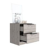 Kaia Nightstand , End Table, Side Table Two Drawers, Metal Handle -Light Gray B20091875
