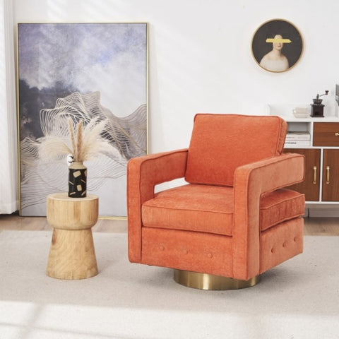 ZUN Swivel Barrel Chair for Living Room,360 Degree Swivel Club Modern Accent Single Sofa Chair, Small W1361134668