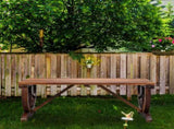 2-Person Rustic Garden Bench, Outdoor Wagon Wheel Porch Bench for Backyard Patio Garden, Brown 90362305