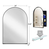 24x36 Inch Arched Recessed Medicine Cabinet, Metal Framed Bathroom Wall Cabinet with Mirror and W1435P182919