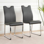 ZUN Modern Charcoal PU dining chair, cloth upholstered chair, electroplated metal chair legs, suitable W210P224289